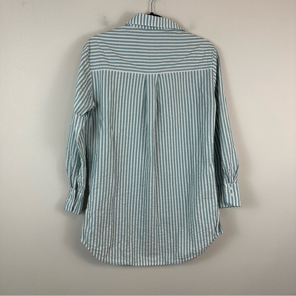 Lola River | Green and White Striped Button Down Tunic Top Size XS - Picture 6 of 6